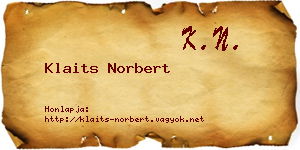 Klaits Norbert névjegykártya